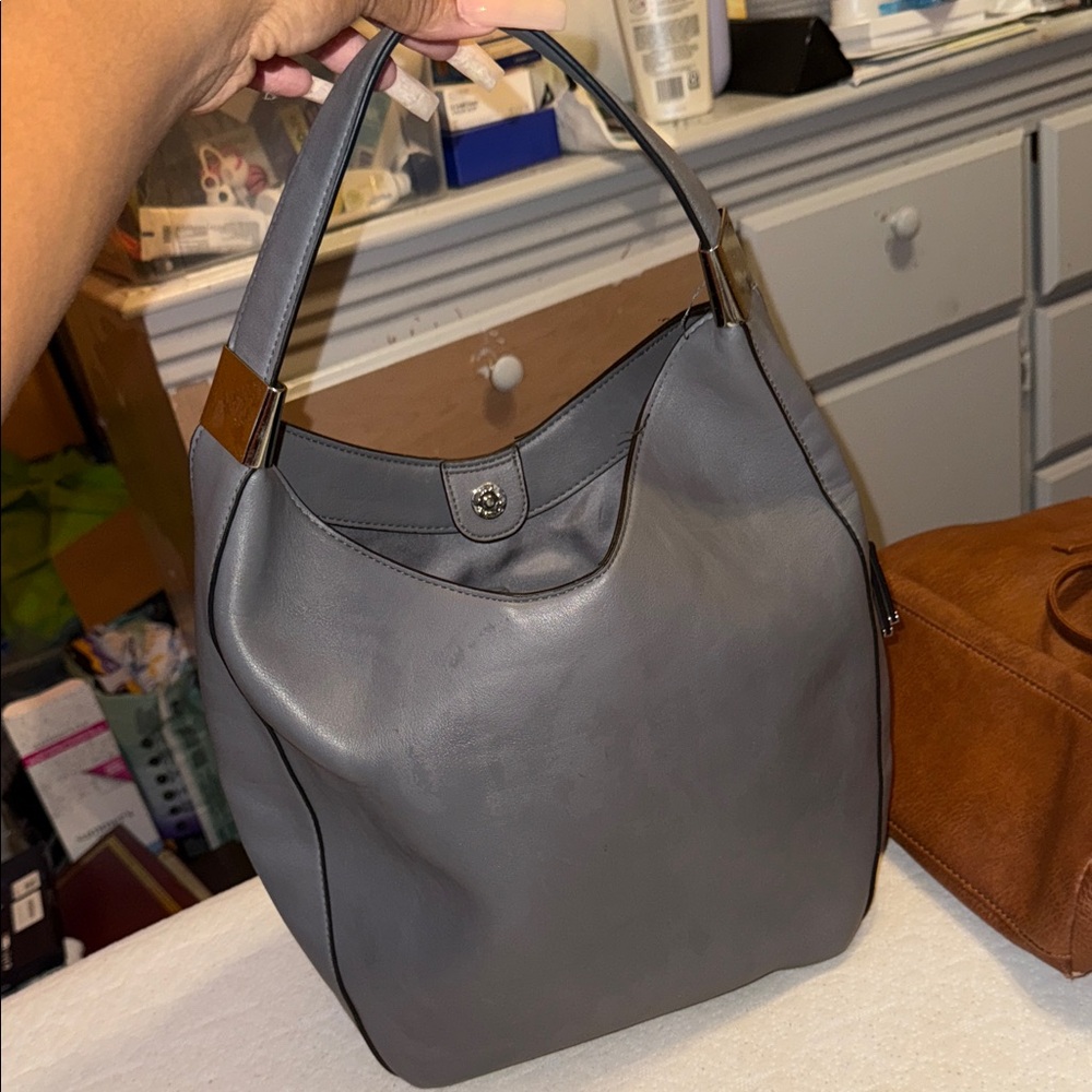 Alfani Gray Leather Hobo Bag